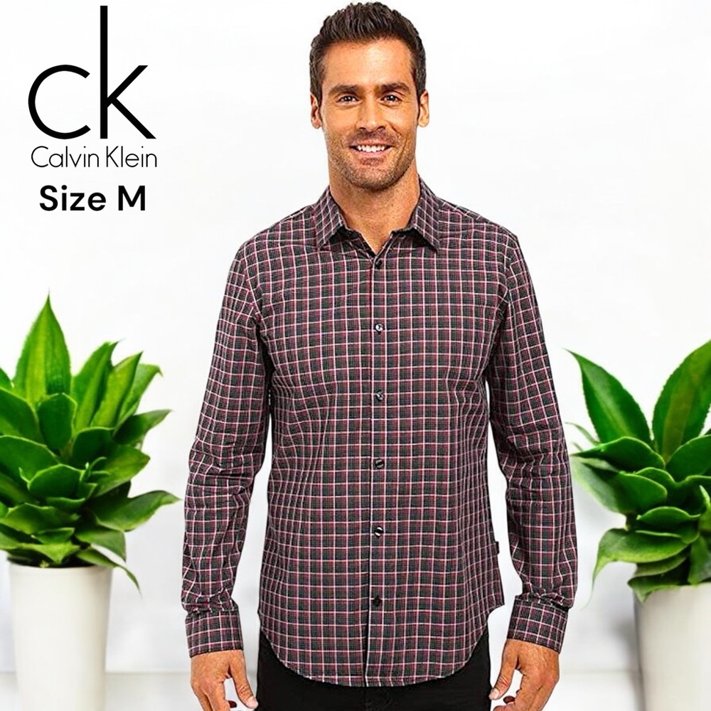 Calvin Klein Men's Victory Plaid Long Sleeve Button Down Shirt - Picture 15 of 15